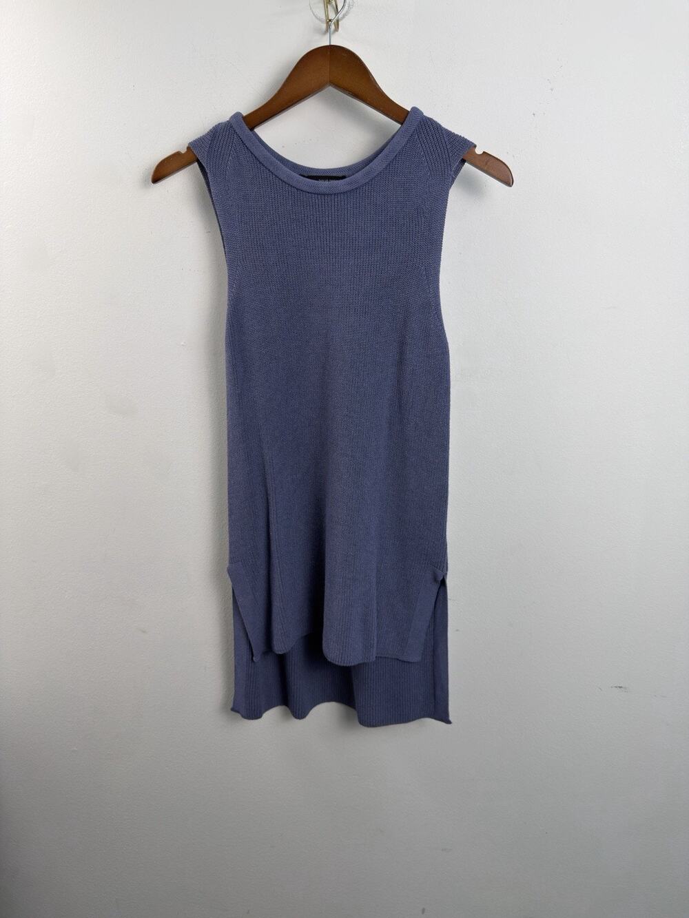 Harve Benard Sweater Tunic Womens Small Blue Sleeveless Ribbed Knit Tank Top